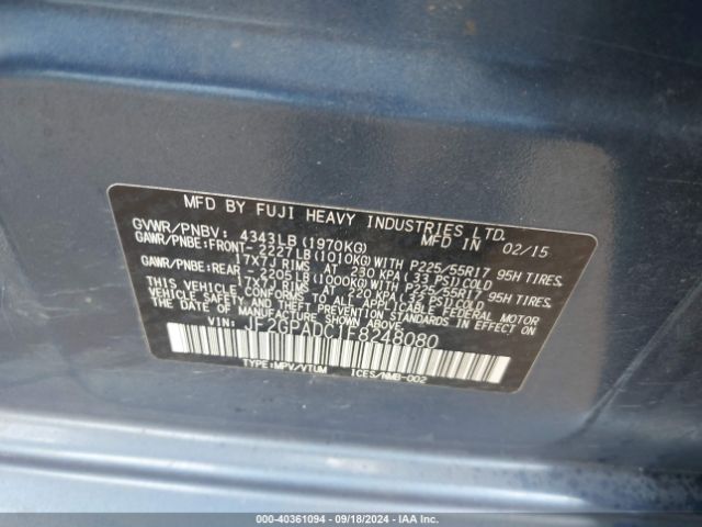 Photo 8 VIN: JF2GPADC1F8248080 - SUBARU XV CROSSTREK 