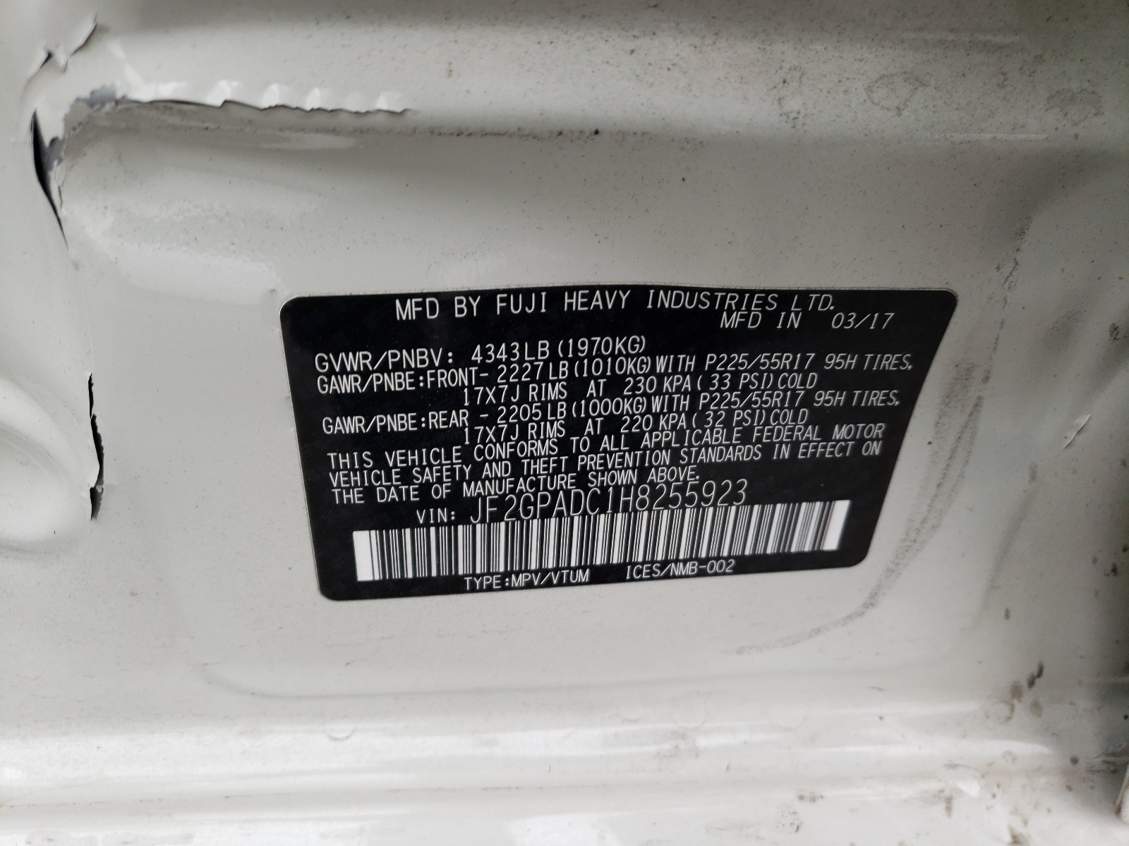 Photo 9 VIN: JF2GPADC1H8255923 - SUBARU CROSSTREK 