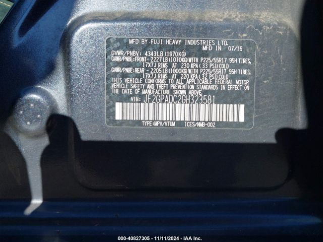 Photo 8 VIN: JF2GPADC2GH323581 - SUBARU CROSSTREK 