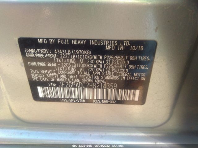 Photo 8 VIN: JF2GPADC2H8214359 - SUBARU CROSSTREK 