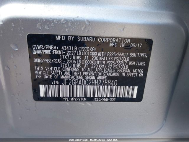 Photo 8 VIN: JF2GPADC2HH278840 - SUBARU CROSSTREK 