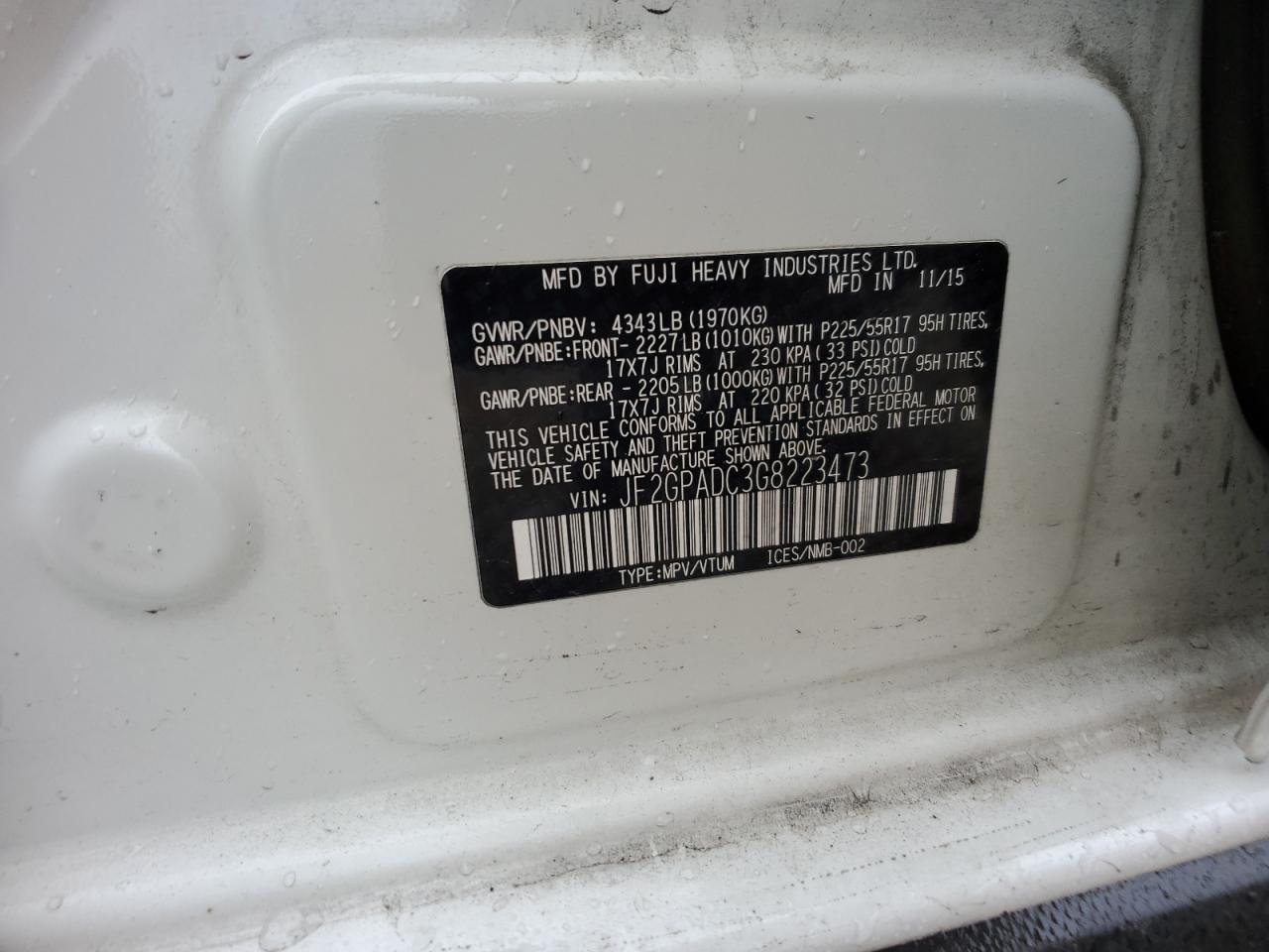 Photo 11 VIN: JF2GPADC3G8223473 - SUBARU CROSSTREK 