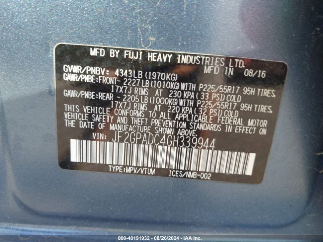 Photo 8 VIN: JF2GPADC4GH339944 - SUBARU CROSSTREK 