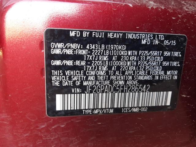 Photo 9 VIN: JF2GPADC5FH286542 - SUBARU XV CROSSTR 