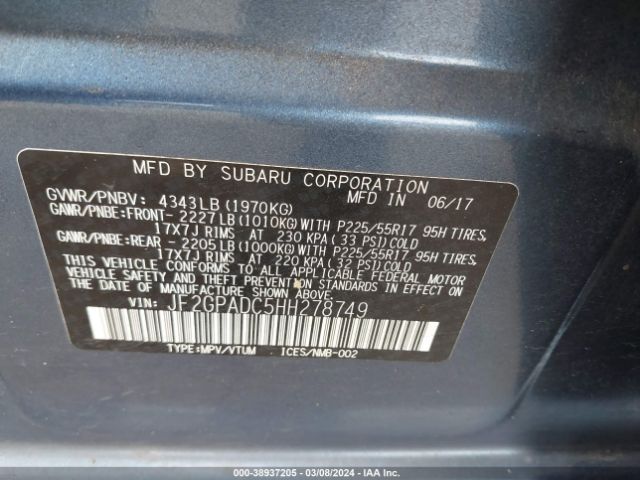 Photo 8 VIN: JF2GPADC5HH278749 - SUBARU CROSSTREK 