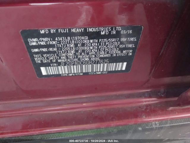 Photo 8 VIN: JF2GPADC6GH277625 - SUBARU CROSSTREK 