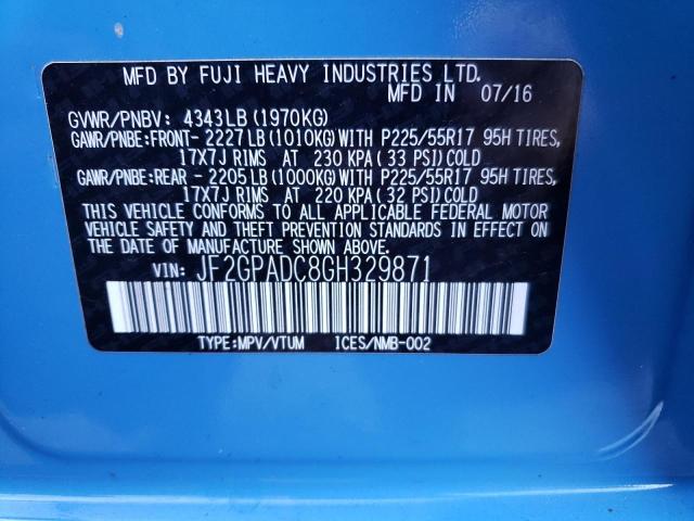 Photo 12 VIN: JF2GPADC8GH329871 - SUBARU CROSSTREK 