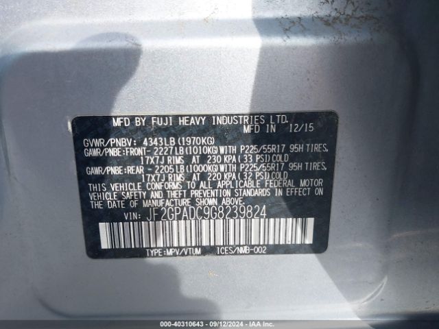 Photo 8 VIN: JF2GPADC9G8239824 - SUBARU CROSSTREK 