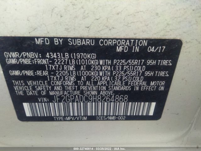 Photo 8 VIN: JF2GPADC9H8264868 - SUBARU CROSSTREK 