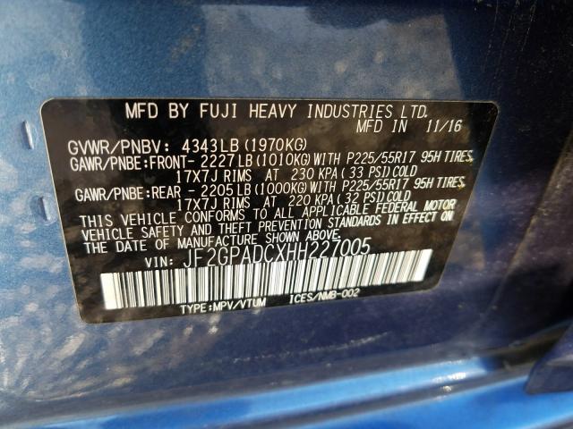 Photo 9 VIN: JF2GPADCXHH227005 - SUBARU CROSSTREK 