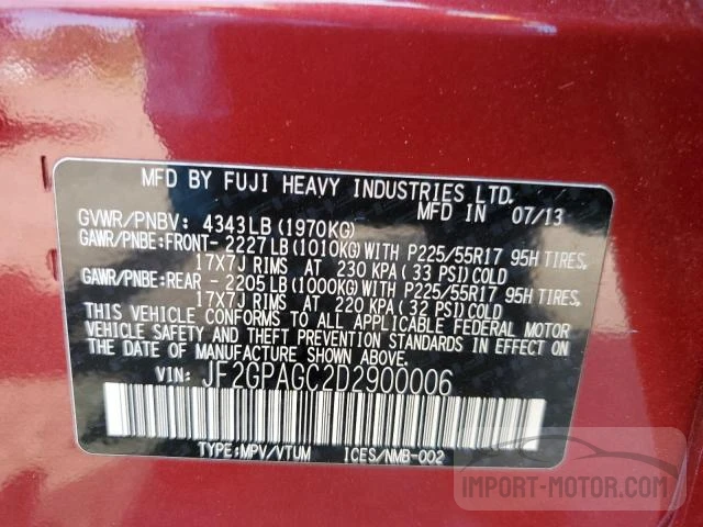 Photo 11 VIN: JF2GPAGC2D2900006 - SUBARU XV 