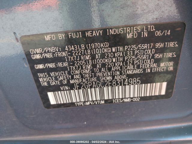 Photo 8 VIN: JF2GPAGC2E8314985 - SUBARU XV CROSSTREK 