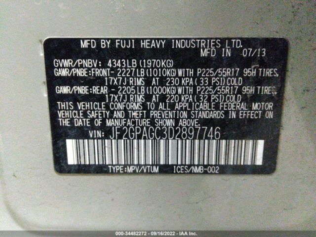 Photo 8 VIN: JF2GPAGC3D2897746 - SUBARU XV CROSSTREK 