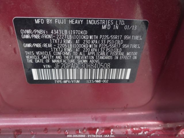 Photo 8 VIN: JF2GPAGC3DH840508 - SUBARU XV CROSSTREK 