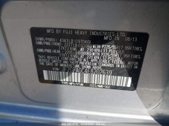 Photo 8 VIN: JF2GPAGC4E8202639 - SUBARU XV CROSSTREK 