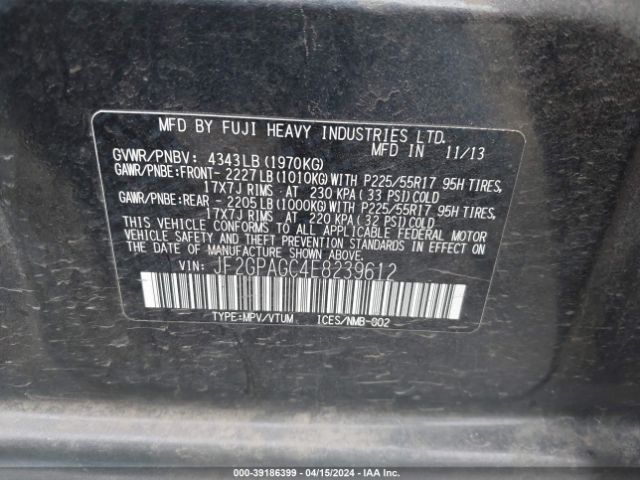 Photo 8 VIN: JF2GPAGC4E8239612 - SUBARU XV CROSSTREK 