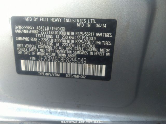 Photo 8 VIN: JF2GPAGC8E8295049 - SUBARU XV CROSSTREK 