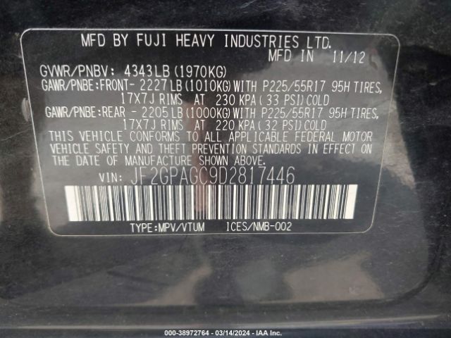 Photo 8 VIN: JF2GPAGC9D2817446 - SUBARU XV CROSSTREK 