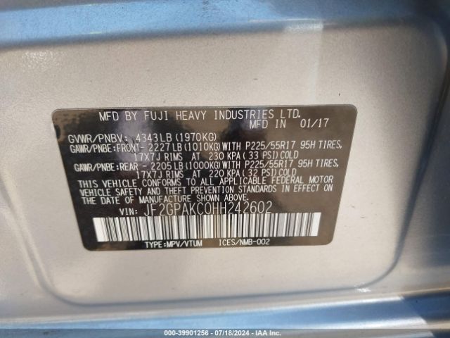 Photo 8 VIN: JF2GPAKC0HH242602 - SUBARU CROSSTREK 