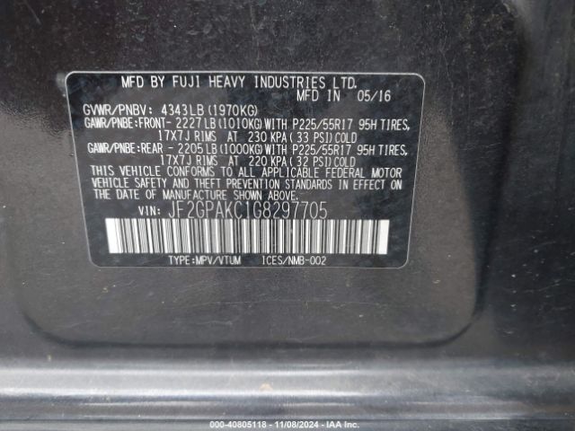 Photo 8 VIN: JF2GPAKC1G8297705 - SUBARU CROSSTREK 