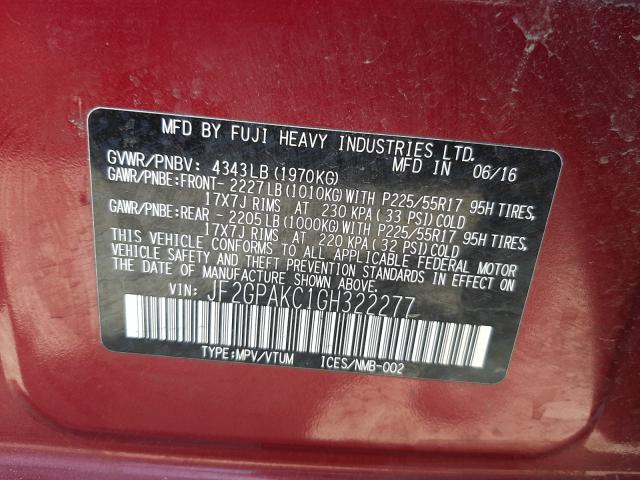 Photo 9 VIN: JF2GPAKC1GH322277 - SUBARU CROSSTREK 