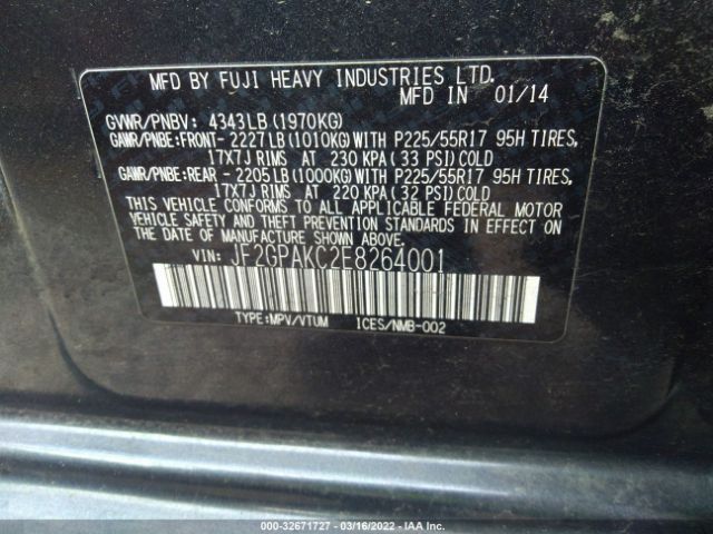 Photo 8 VIN: JF2GPAKC2E8264001 - SUBARU XV CROSSTREK 