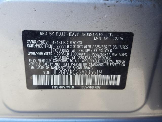 Photo 9 VIN: JF2GPAKC2G8235519 - SUBARU CROSSTREK 