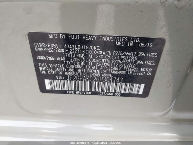 Photo 8 VIN: JF2GPAKC2GH304743 - SUBARU CROSSTREK 