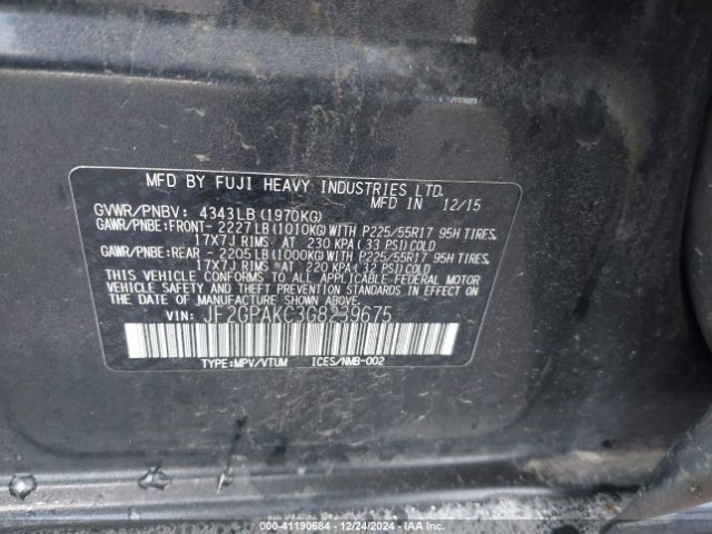 Photo 8 VIN: JF2GPAKC3G8239675 - SUBARU CROSSTREK 