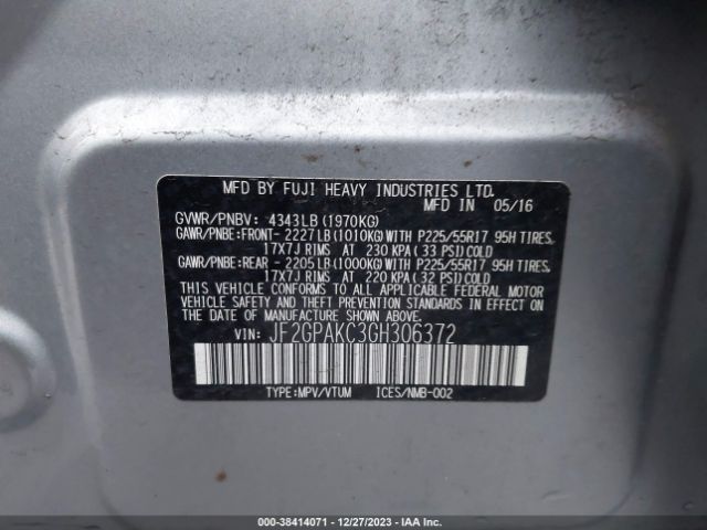 Photo 8 VIN: JF2GPAKC3GH306372 - SUBARU CROSSTREK 