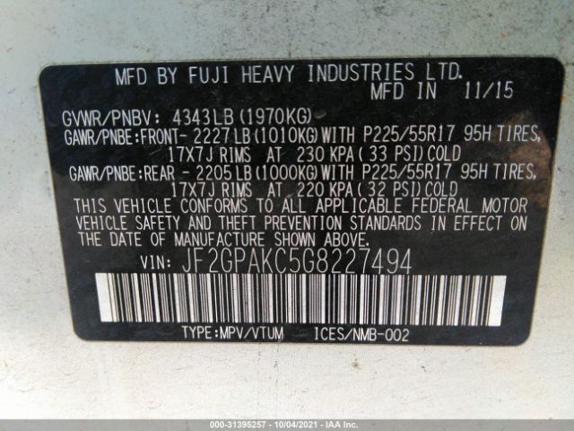 Photo 8 VIN: JF2GPAKC5G8227494 - SUBARU CROSSTREK 