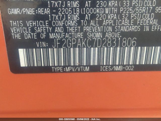 Photo 8 VIN: JF2GPAKC7D2831806 - SUBARU XV CROSSTREK 