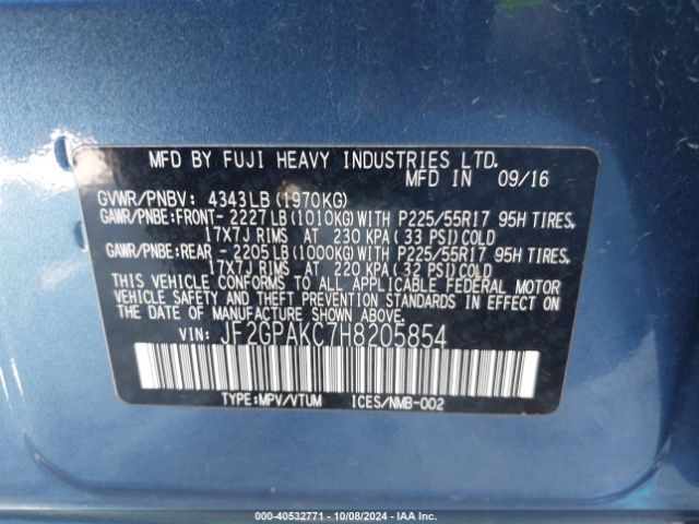 Photo 8 VIN: JF2GPAKC7H8205854 - SUBARU CROSSTREK 