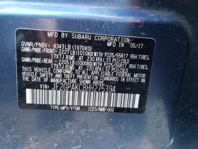 Photo 9 VIN: JF2GPAKC8HH275394 - SUBARU CROSSTREK 