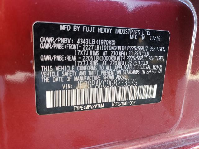 Photo 9 VIN: JF2GPAKC9G8233539 - SUBARU CROSSTREK 