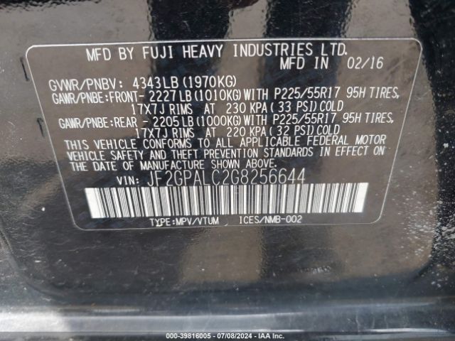 Photo 8 VIN: JF2GPALC2G8256644 - SUBARU CROSSTREK 