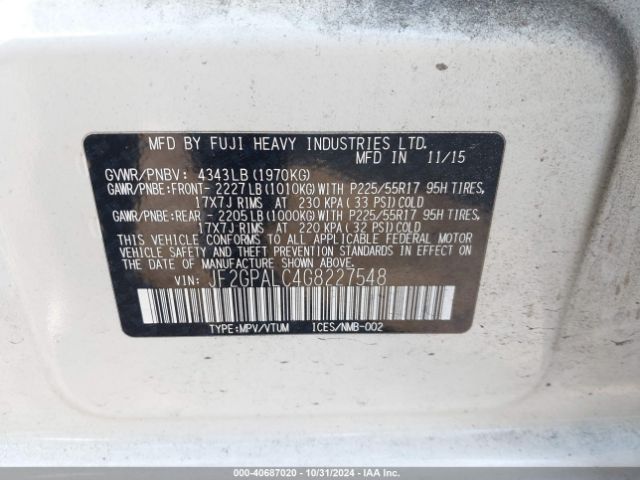 Photo 8 VIN: JF2GPALC4G8227548 - SUBARU CROSSTREK 