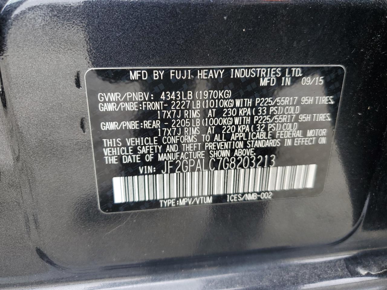 Photo 12 VIN: JF2GPALC7G8203213 - SUBARU CROSSTREK 