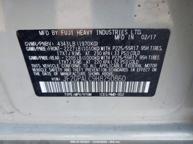 Photo 8 VIN: JF2GPALC9H8250860 - SUBARU CROSSTREK 