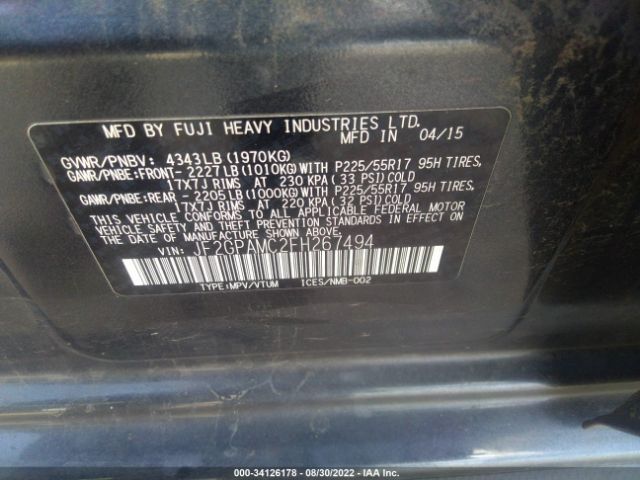 Photo 8 VIN: JF2GPAMC2FH267494 - SUBARU XV CROSSTREK 