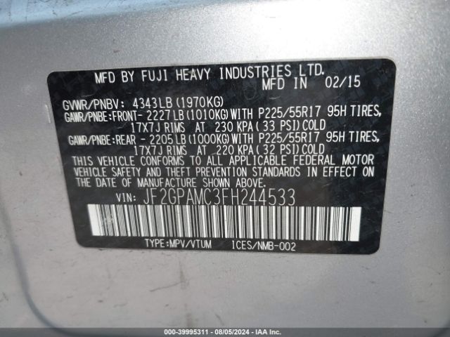 Photo 8 VIN: JF2GPAMC3FH244533 - SUBARU XV CROSSTREK 