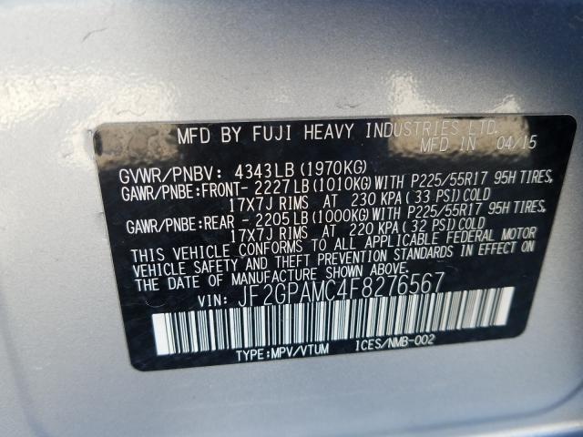 Photo 9 VIN: JF2GPAMC4F8276567 - SUBARU XV CROSSTR 