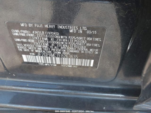 Photo 8 VIN: JF2GPAMC7F8263635 - SUBARU XV CROSSTREK 