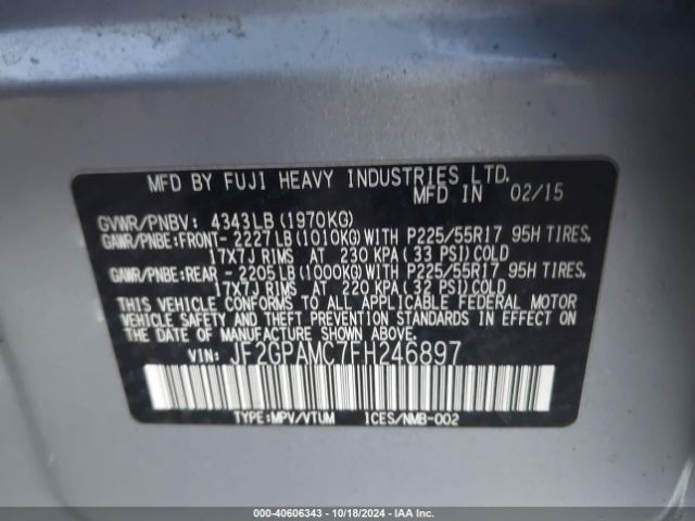 Photo 8 VIN: JF2GPAMC7FH246897 - SUBARU XV CROSSTREK 