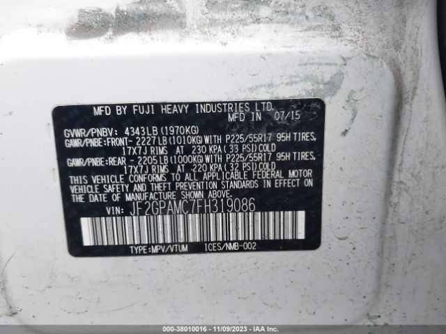 Photo 8 VIN: JF2GPAMC7FH319086 - SUBARU XV CROSSTREK 