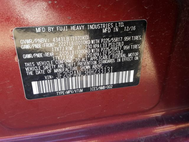 Photo 9 VIN: JF2GPANC3HH233131 - SUBARU CROSSTREK 