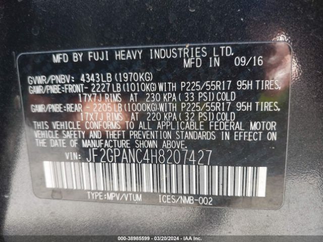 Photo 8 VIN: JF2GPANC4H8207427 - SUBARU CROSSTREK 