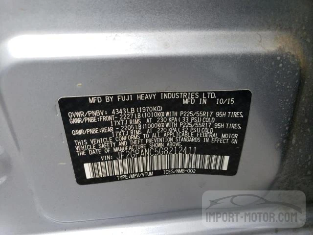 Photo 11 VIN: JF2GPANC5G8212411 - SUBARU CROSSTREK 