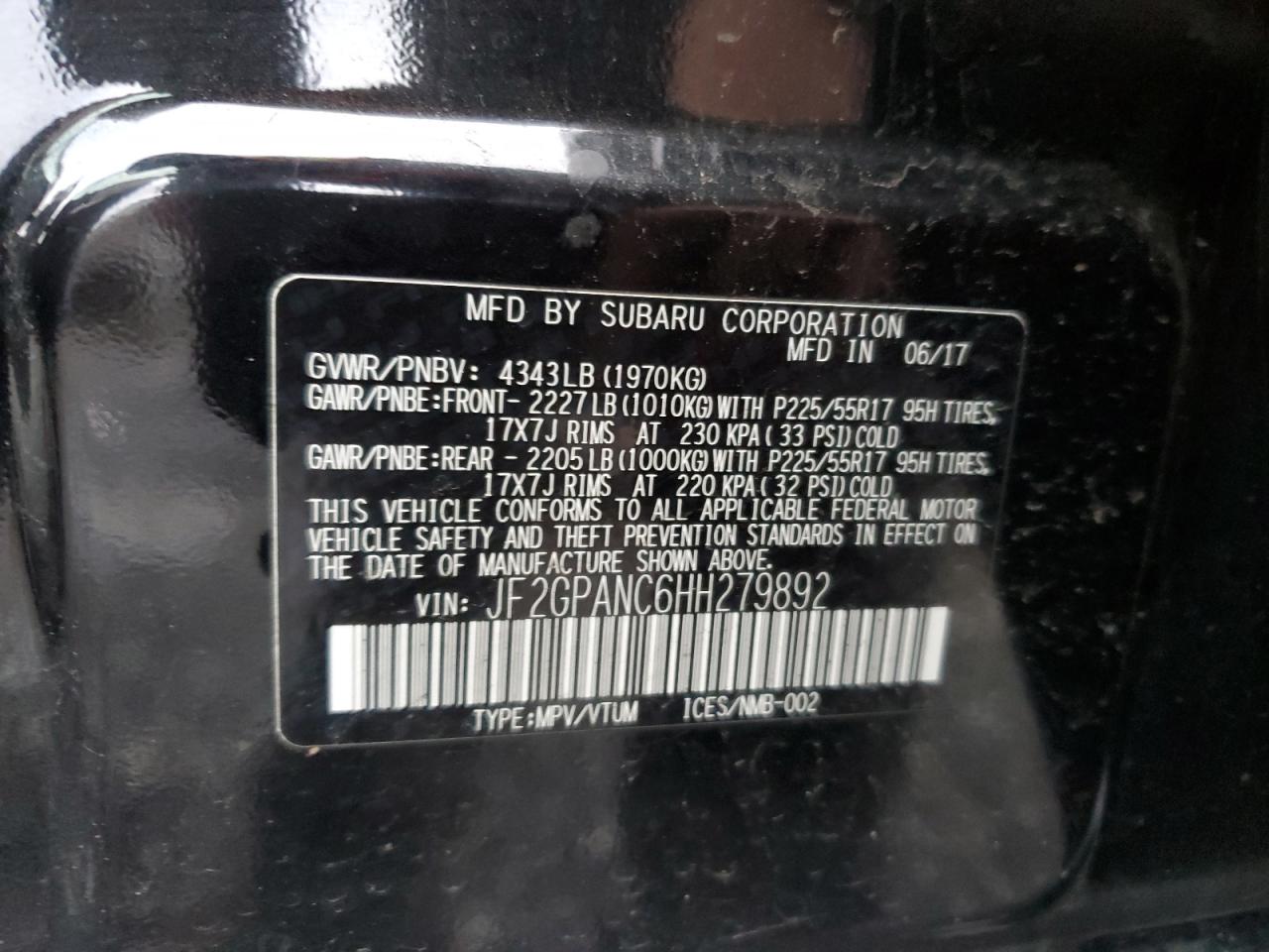 Photo 11 VIN: JF2GPANC6HH279892 - SUBARU CROSSTREK 