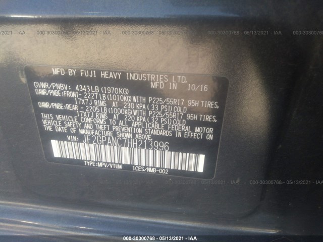 Photo 8 VIN: JF2GPANC7HH213996 - SUBARU CROSSTREK 